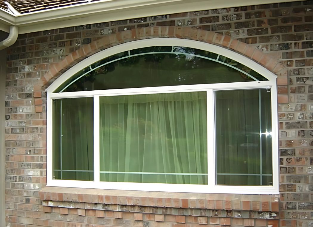 Replacement Windows with green curtain