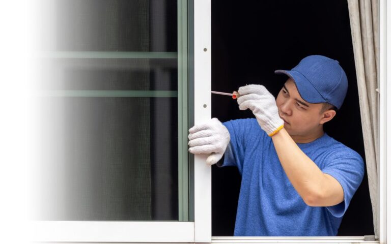 A guy is replacing the window